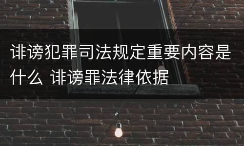 诽谤犯罪司法规定重要内容是什么 诽谤罪法律依据