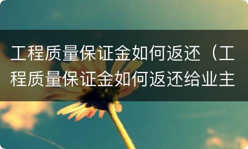 工程质量保证金如何返还（工程质量保证金如何返还给业主）