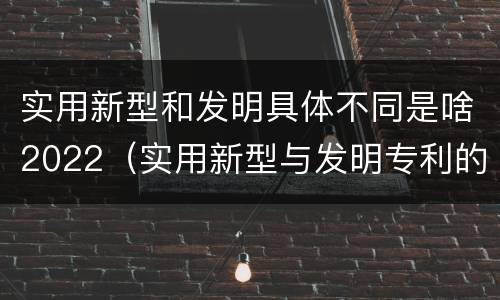 实用新型和发明具体不同是啥2022（实用新型与发明专利的区别有哪些）