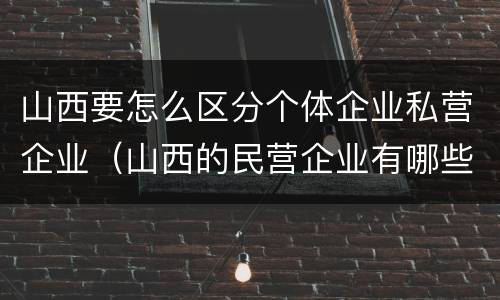 山西要怎么区分个体企业私营企业（山西的民营企业有哪些）
