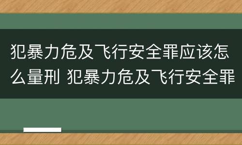 犯暴力危及飞行安全罪应该怎么量刑 犯暴力危及飞行安全罪应该怎么量刑呢