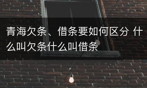 青海欠条、借条要如何区分 什么叫欠条什么叫借条