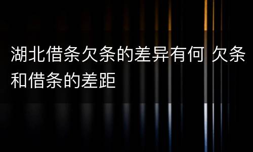 湖北借条欠条的差异有何 欠条和借条的差距