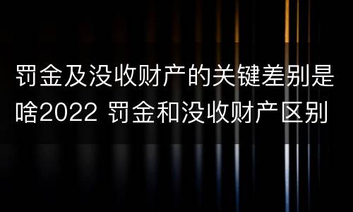 罚金及没收财产的关键差别是啥2022 罚金和没收财产区别