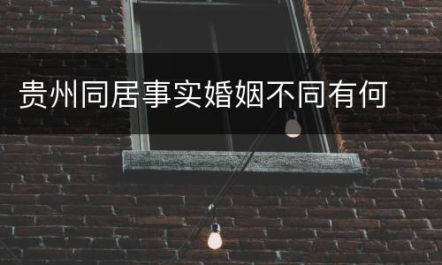 贵州同居事实婚姻不同有何