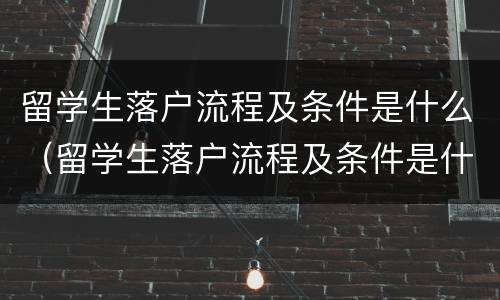 留学生落户流程及条件是什么(留学生落户流程及条件是什么呢)
