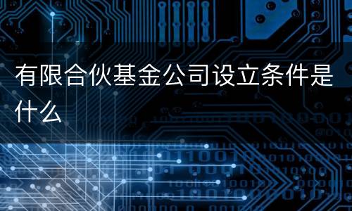 有限合伙基金公司设立条件是什么