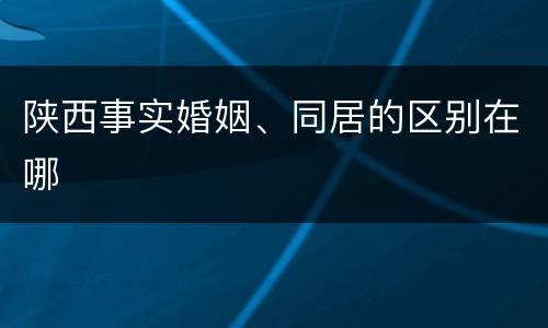 陕西事实婚姻、同居的区别在哪