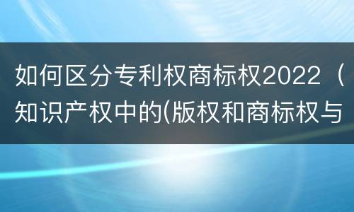 如何区分专利权商标权2022（知识产权中的(版权和商标权与标准）