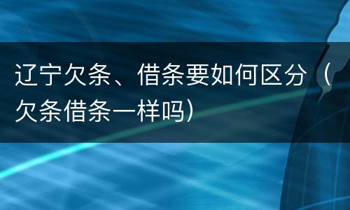辽宁欠条、借条要如何区分（欠条借条一样吗）
