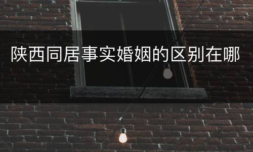 陕西同居事实婚姻的区别在哪