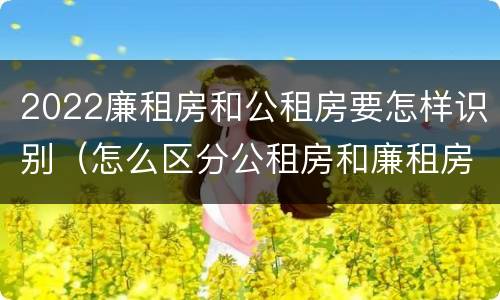 2022廉租房和公租房要怎样识别（怎么区分公租房和廉租房）