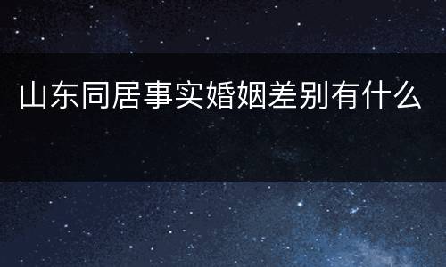 山东同居事实婚姻差别有什么