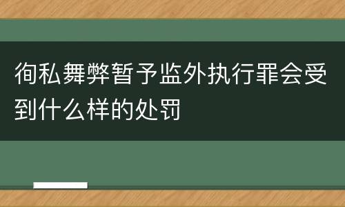 徇私舞弊暂予监外执行罪会受到什么样的处罚