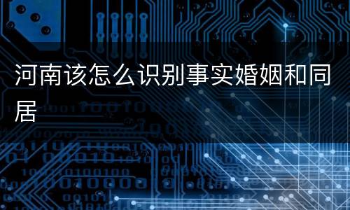 河南该怎么识别事实婚姻和同居
