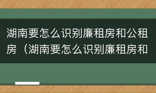 湖南要怎么识别廉租房和公租房（湖南要怎么识别廉租房和公租房呢）