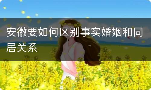 安徽要如何区别事实婚姻和同居关系