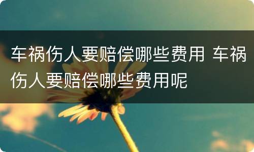 车祸伤人要赔偿哪些费用 车祸伤人要赔偿哪些费用呢