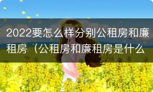 2022要怎么样分别公租房和廉租房（公租房和廉租房是什么意思）