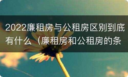 2022廉租房与公租房区别到底有什么（廉租房和公租房的条件）