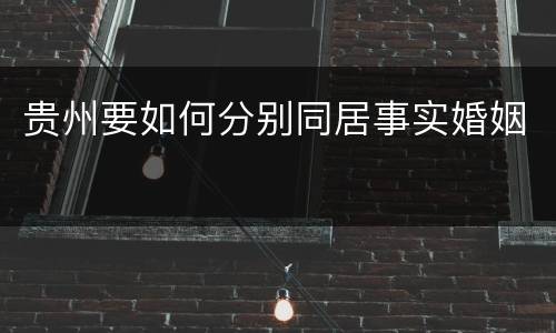 贵州要如何分别同居事实婚姻