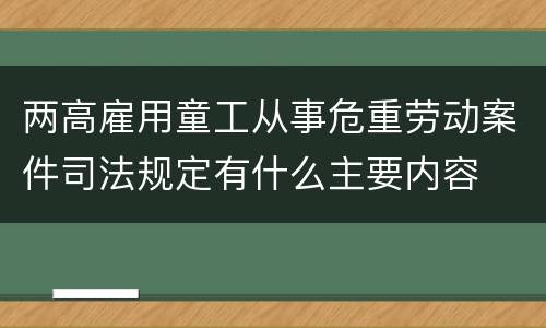 两高雇用童工从事危重劳动案件司法规定有什么主要内容