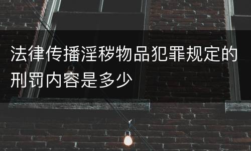 法律传播淫秽物品犯罪规定的刑罚内容是多少