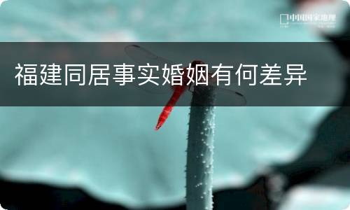 福建同居事实婚姻有何差异