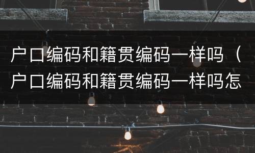 户口编码和籍贯编码一样吗（户口编码和籍贯编码一样吗怎么查）
