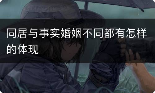 同居与事实婚姻不同都有怎样的体现