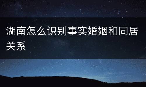 湖南怎么识别事实婚姻和同居关系