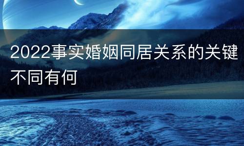 2022事实婚姻同居关系的关键不同有何