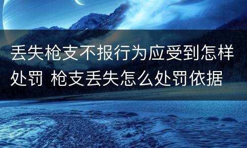 丢失枪支不报行为应受到怎样处罚 枪支丢失怎么处罚依据