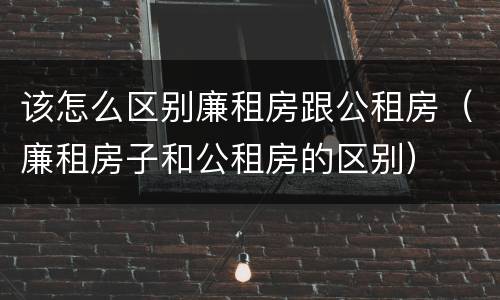 该怎么区别廉租房跟公租房（廉租房子和公租房的区别）
