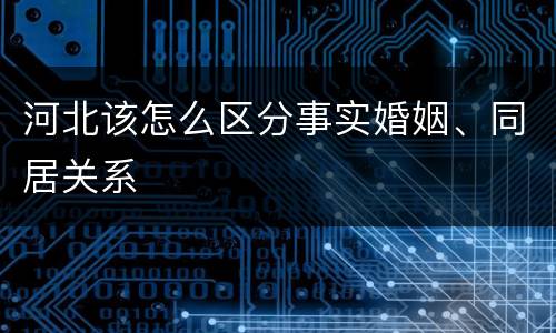 河北该怎么区分事实婚姻、同居关系