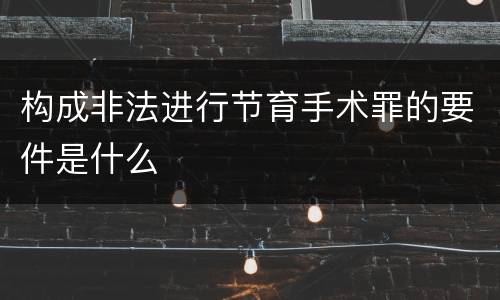 构成非法进行节育手术罪的要件是什么