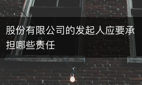 股份有限公司的发起人应要承担哪些责任