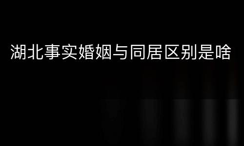 湖北事实婚姻与同居区别是啥