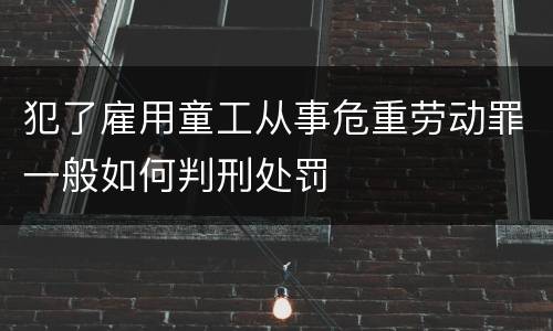 犯了雇用童工从事危重劳动罪一般如何判刑处罚