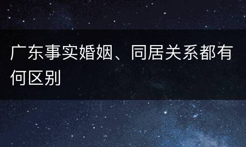 广东事实婚姻、同居关系都有何区别