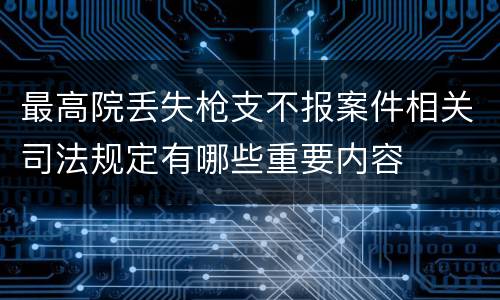 最高院丢失枪支不报案件相关司法规定有哪些重要内容
