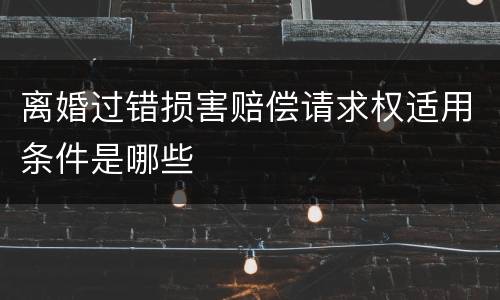 离婚过错损害赔偿请求权适用条件是哪些