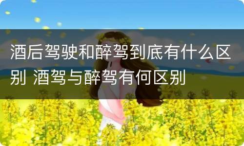 酒后驾驶和醉驾到底有什么区别 酒驾与醉驾有何区别