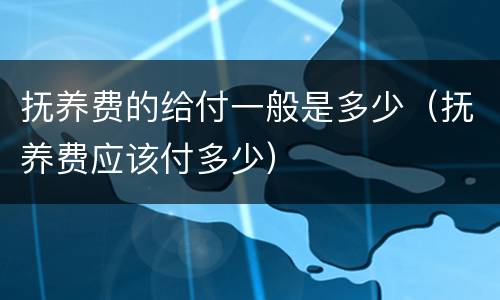 抚养费的给付一般是多少（抚养费应该付多少）