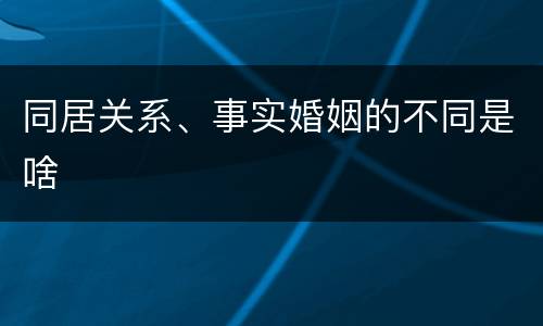 同居关系、事实婚姻的不同是啥