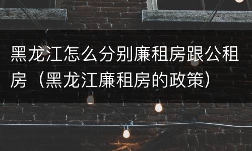 黑龙江怎么分别廉租房跟公租房（黑龙江廉租房的政策）