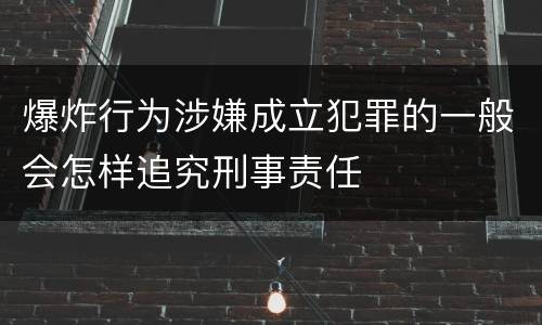 爆炸行为涉嫌成立犯罪的一般会怎样追究刑事责任