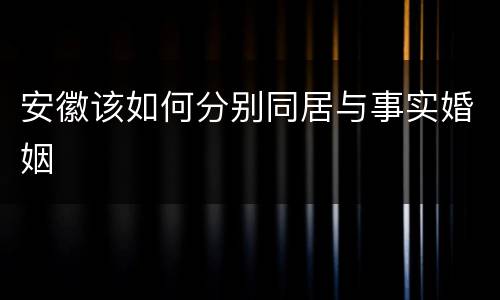 安徽该如何分别同居与事实婚姻