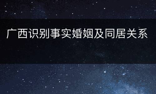 广西识别事实婚姻及同居关系