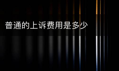 普通的上诉费用是多少
